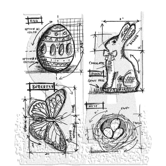 Tim Holtz Stampers Anonymous Cling Mount Stamp Easter Blueprint Stampers Anonymous Tim Holtz Other 