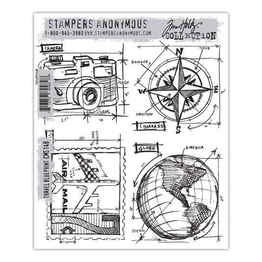 Tim Holtz Stampers Anonymous Cling Mount Stamp Travel Blueprint Stampers Anonymous Tim Holtz Other 