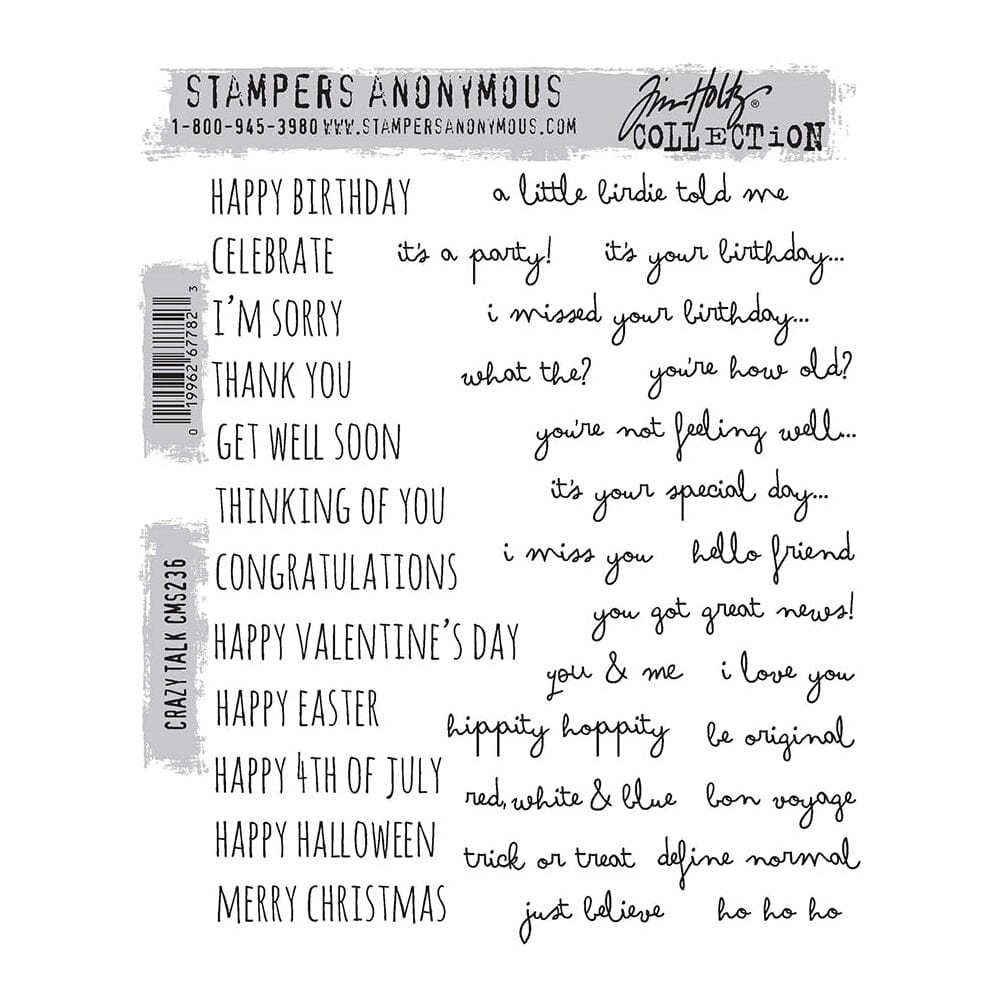 Tim Holtz Stampers Anonymous Cling Mount Stamp Crazy Talk Stampers Anonymous Tim Holtz Other 