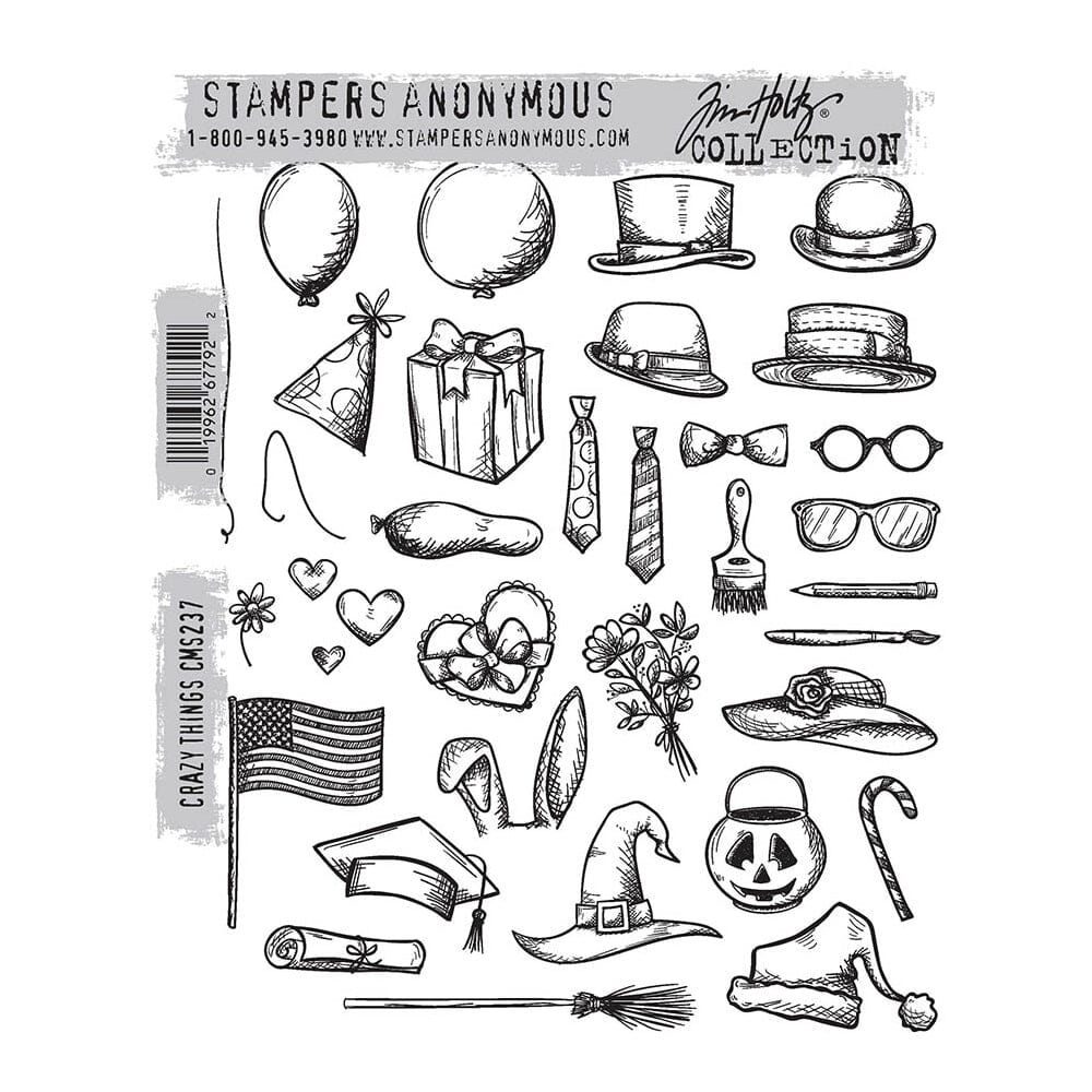 Tim Holtz Stampers Anonymous Cling Mount Stamp Crazy Things Stampers Anonymous Tim Holtz Other 