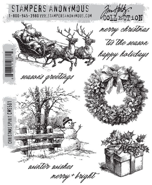 Tim Holtz Stampers Anonymous Cling Mount Stamp Christmas Spirit Stampers Anonymous Tim Holtz Other 