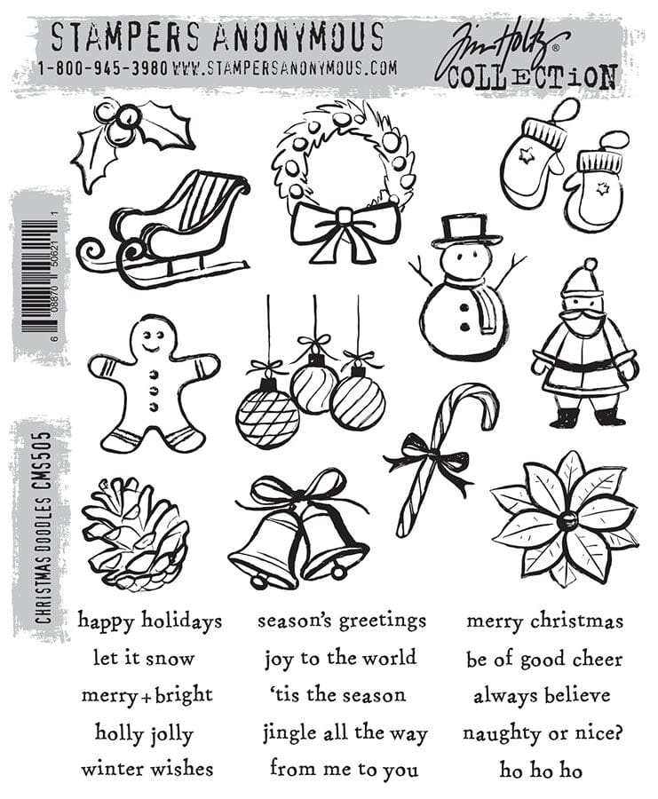 Tim Holtz Stampers Anonymous Cling Mount Stamp Christmas Doodles Stampers Anonymous Tim Holtz Other 