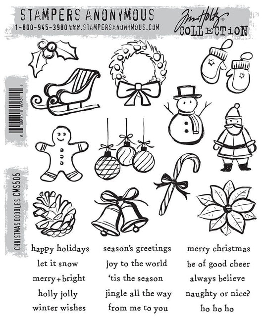 Tim Holtz Stampers Anonymous Cling Mount Stamp Christmas Doodles Stampers Anonymous Tim Holtz Other 