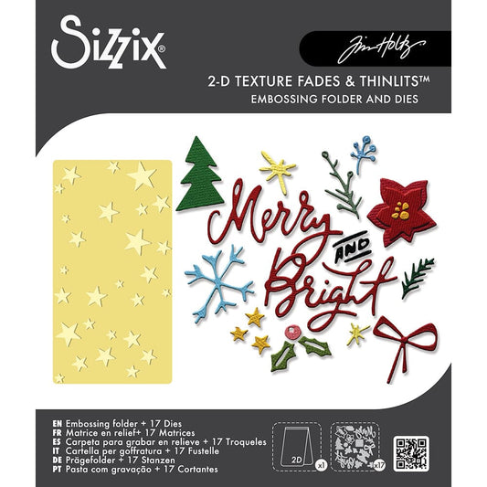 Tim Holtz® Alterations by Sizzix 2D Texture Fades Embossing Folder & Thinlits - Vault Side Order Merry & Bright 17pk Cutting Dies Tim Holtz Other 