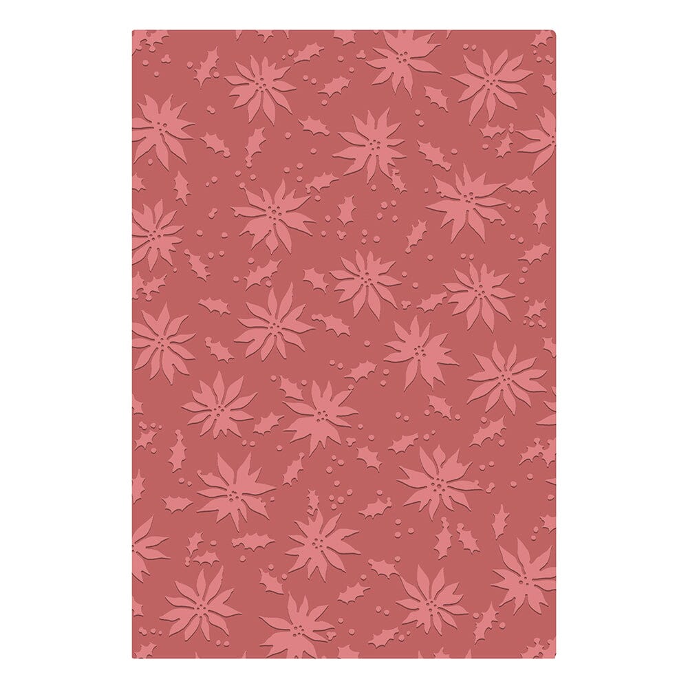 Tim Holtz® Alterations by Sizzix 2D Texture Fades A5 Embossing Folder - Vault Holly Poinsettia Cutting Dies Tim Holtz Other 