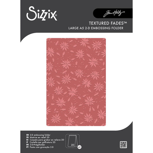 Tim Holtz® Alterations by Sizzix 2D Texture Fades A5 Embossing Folder - Vault Holly Poinsettia Cutting Dies Tim Holtz Other 
