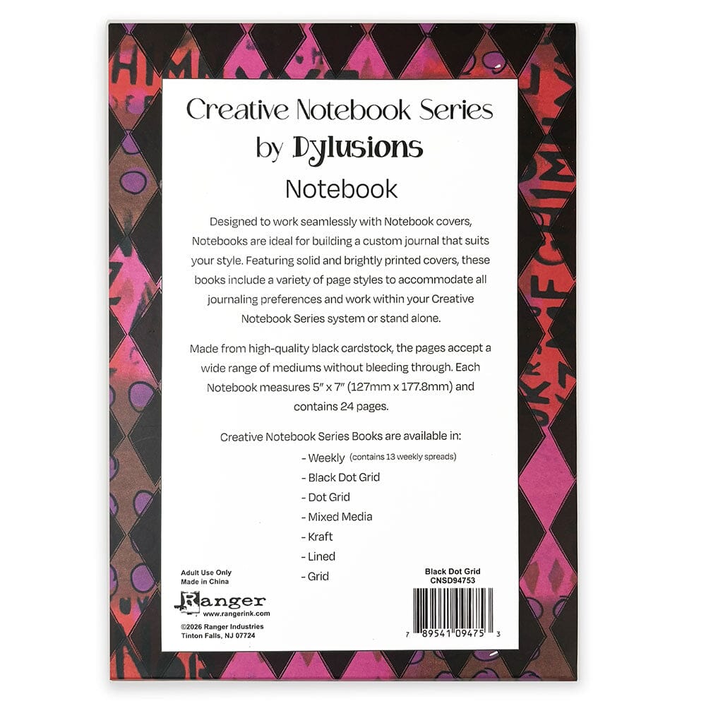 Creative Notebook Series by Dylusions, Notebook - Black Dot Grid Surfaces Dylusions 