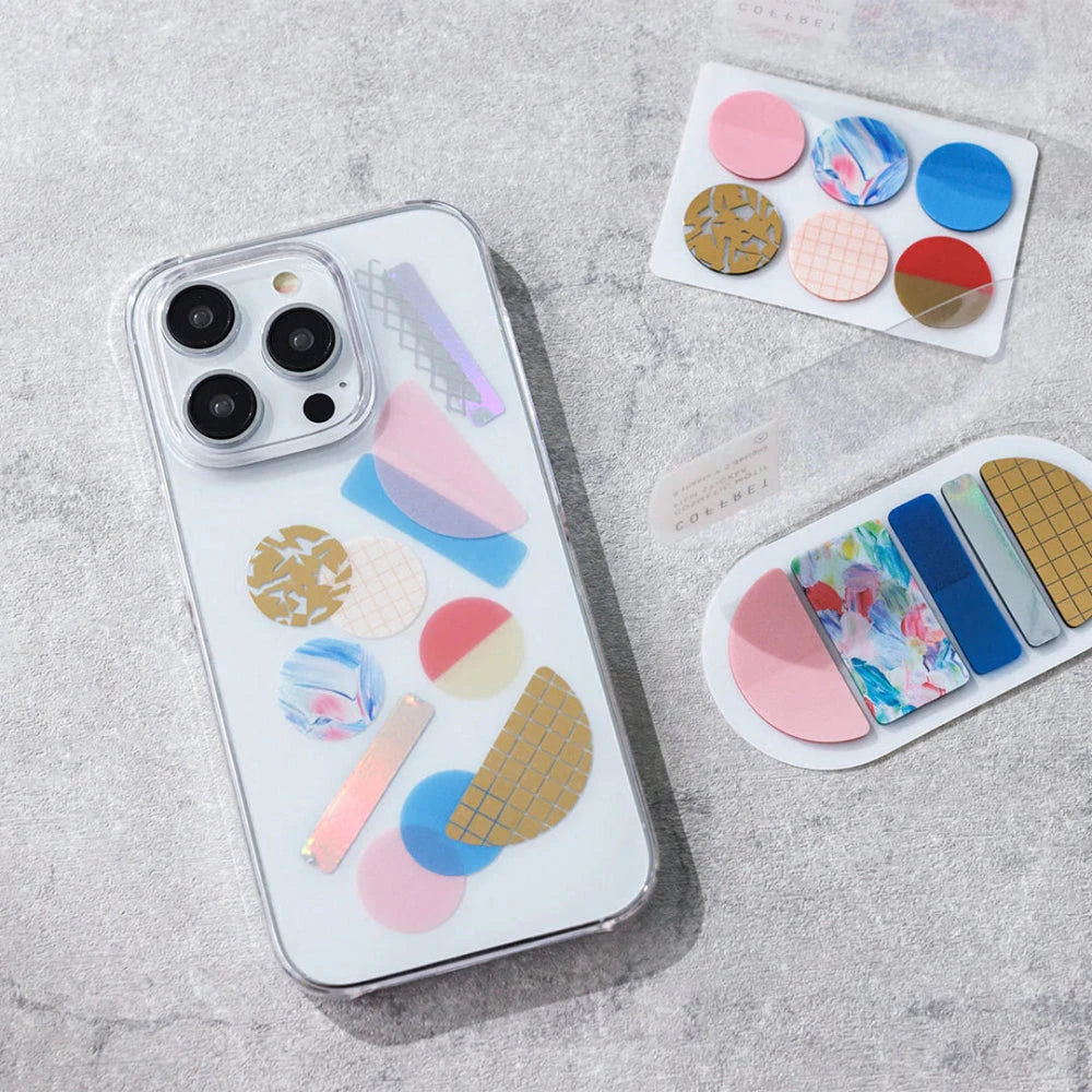 Hitotoki Coffret Cosmetic Motif Film Sticker Circle - Pink Float Stickers Coffret 