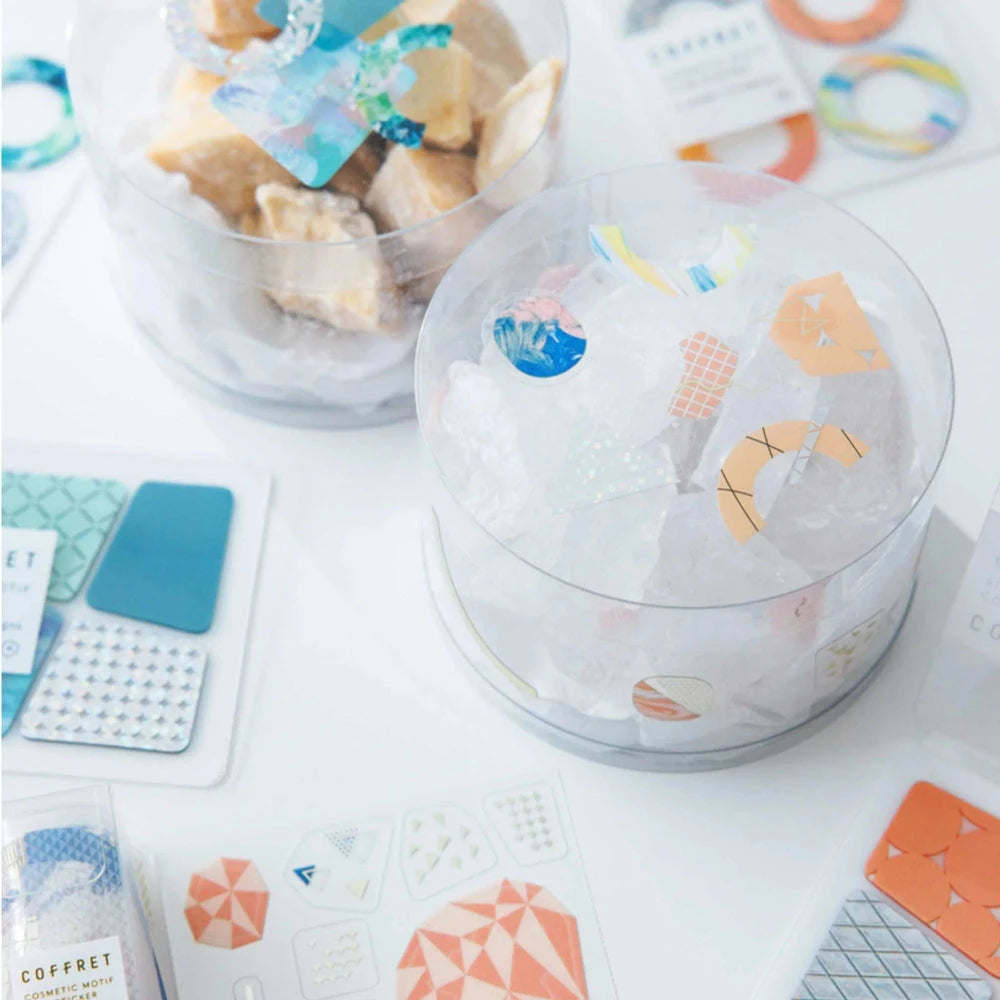 Hitotoki Coffret Cosmetic Motif Film Sticker Ring - Apricot Orange Stickers Coffret 
