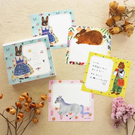 Cozyca Aiko Fukawa Block Memo Pad - Flower and Animals Surfaces Cozyca 
