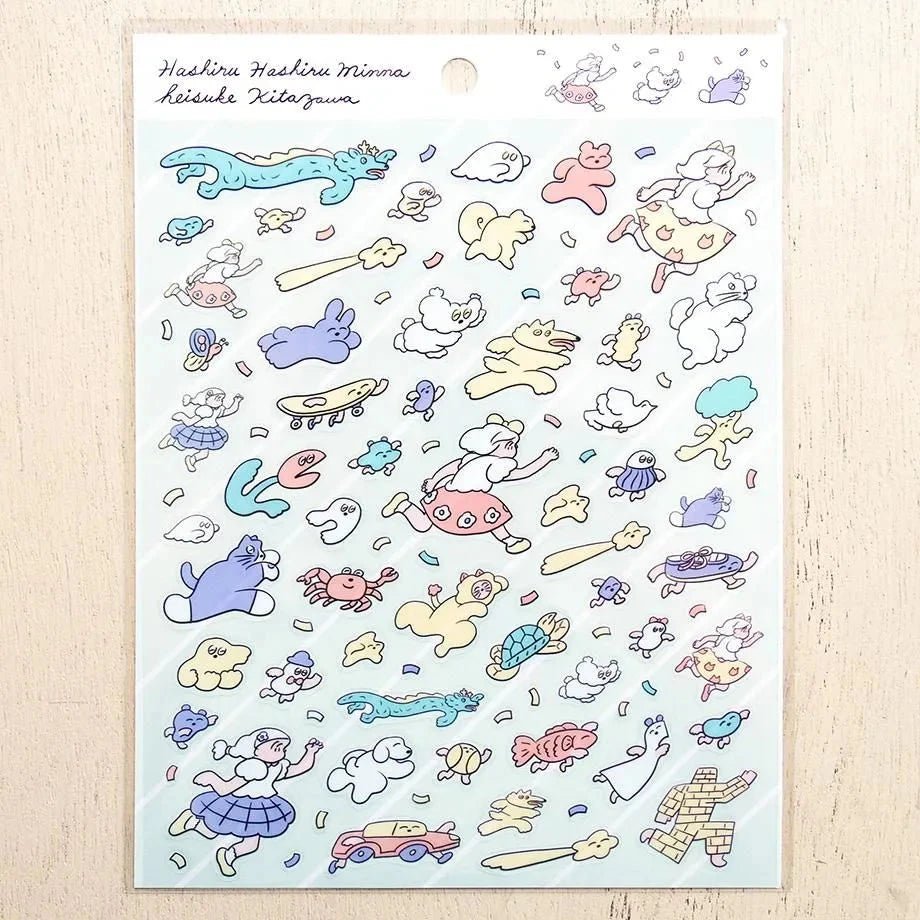 Cozyca Heisuke Kitazawa Sticker Sheet - Running, Running, Everyone Surfaces Cozyca 