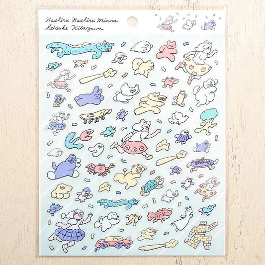 Cozyca Heisuke Kitazawa Sticker Sheet - Running, Running, Everyone Surfaces Cozyca 
