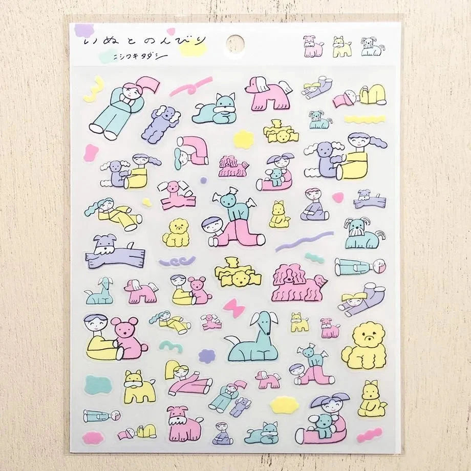 Cozyca Tadashi Nishiwaki Sticker Sheet - Relaxing with My Dog Surfaces Cozyca 