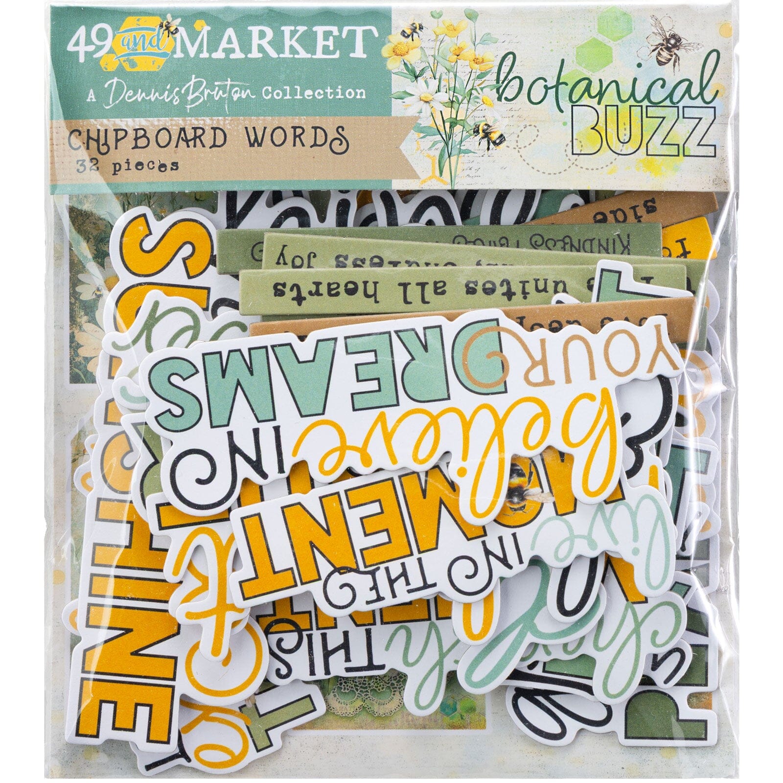 49 and Market Botanical Buzz - Chipboard Words Surfaces 49 and Market 
