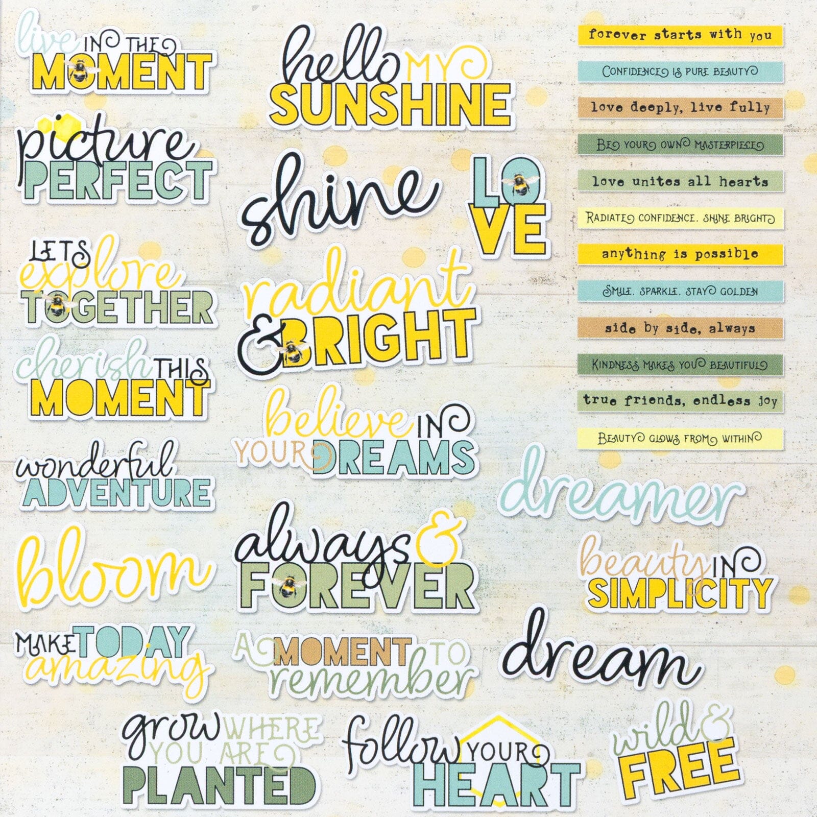 49 and Market Botanical Buzz - Chipboard Words Surfaces 49 and Market 