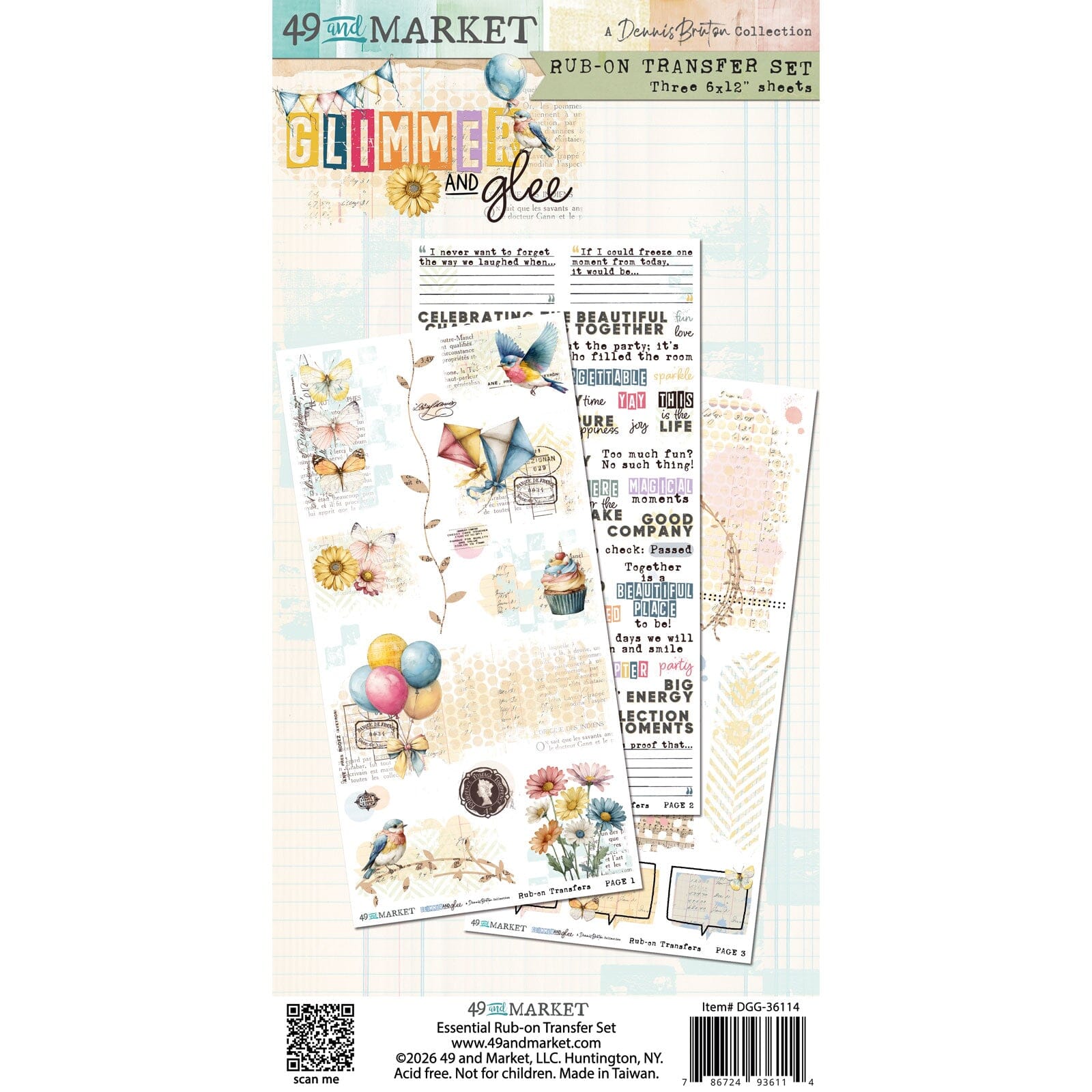 49 and Market Glimmer and Glee - 6X12 Blendable Rub-on Transfer Set Surfaces 49 and Market 