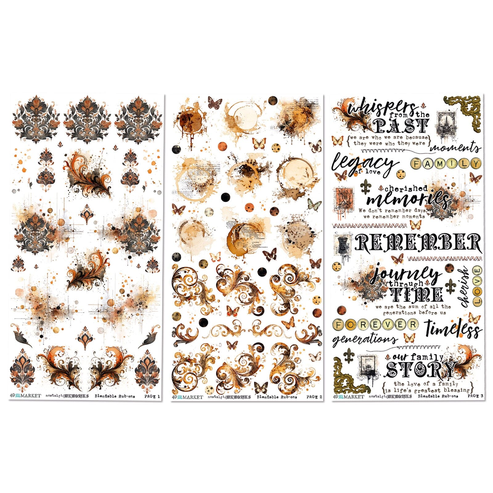 49 and Market Nostalgic Memories - 6X12 Blendable Rub-on Transfer Set Surfaces 49 and Market 