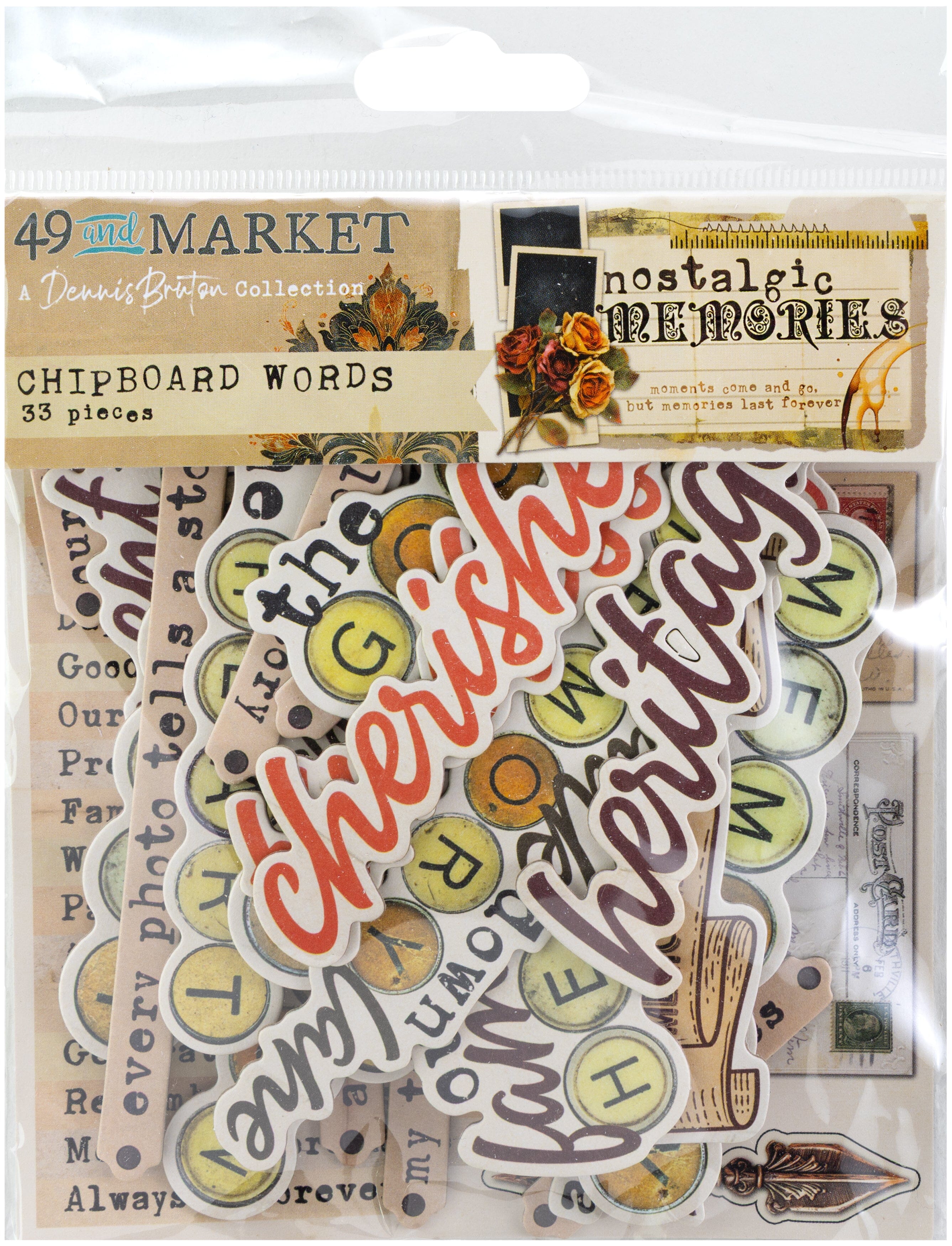49 and Market Nostalgic Memories - Chipboard Words Surfaces 49 and Market 