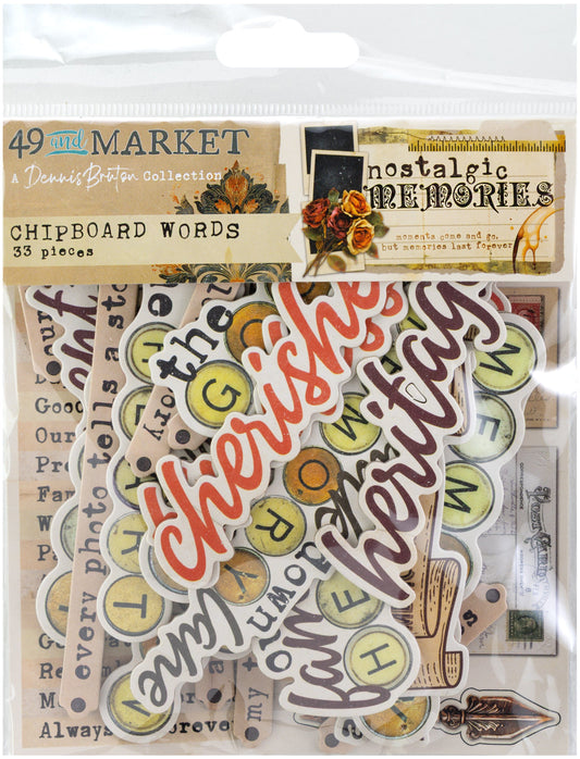 49 and Market Nostalgic Memories - Chipboard Words Surfaces 49 and Market 