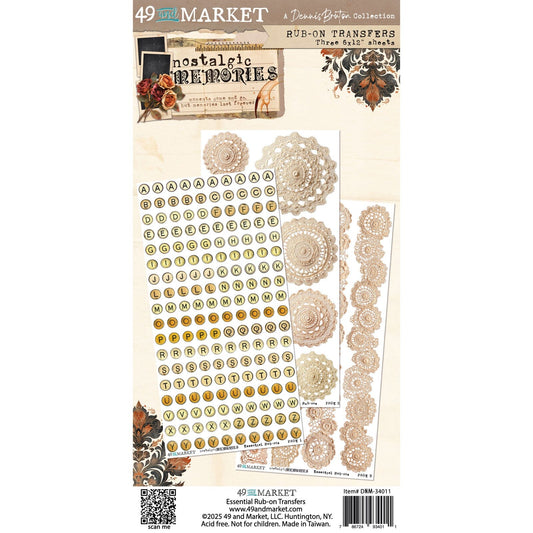 49 and Market Nostalgic Memories - 6X12 Essentials Rub-on Transfer Set Surfaces 49 and Market 