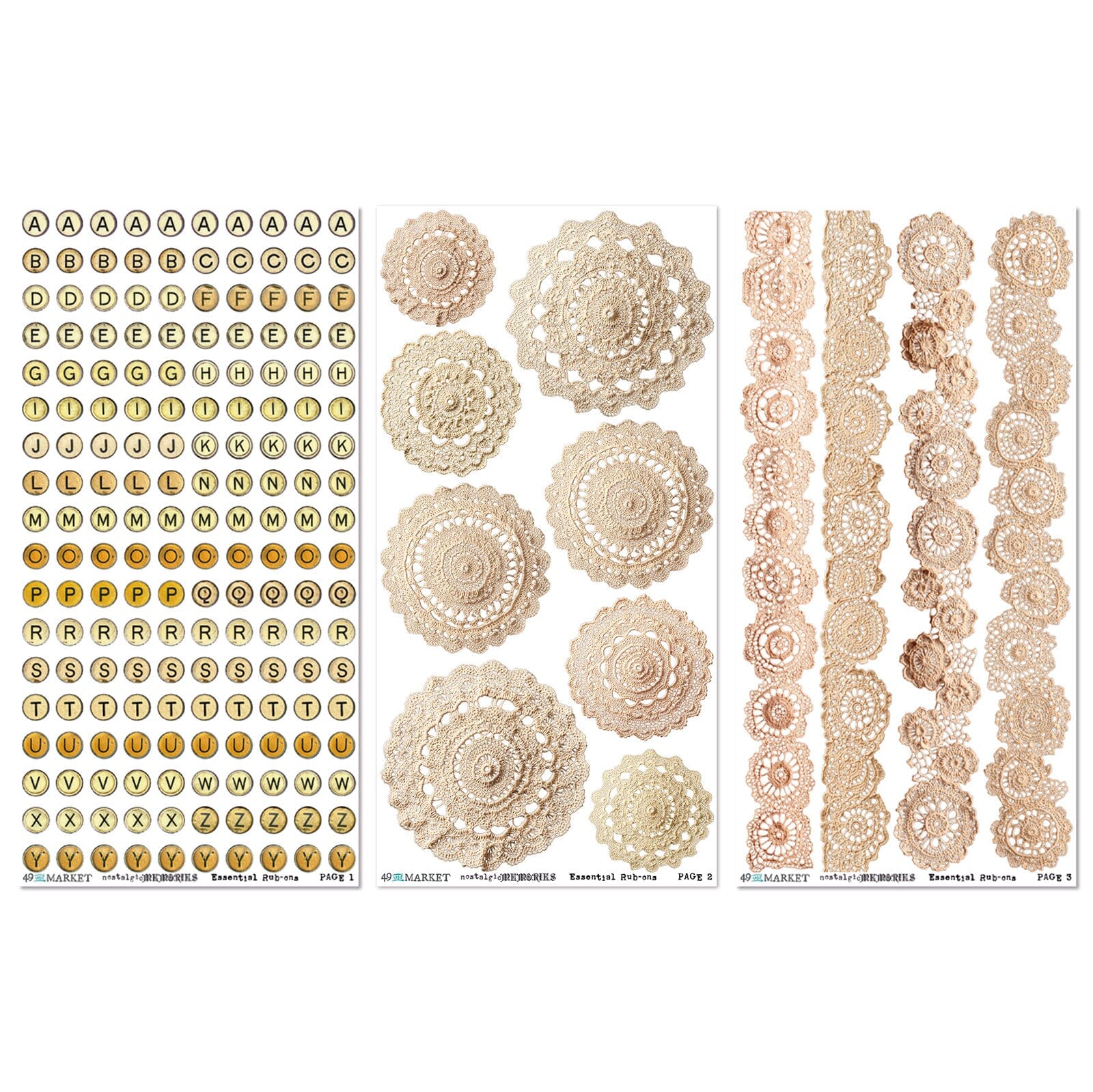 49 and Market Nostalgic Memories - 6X12 Essentials Rub-on Transfer Set Surfaces 49 and Market 