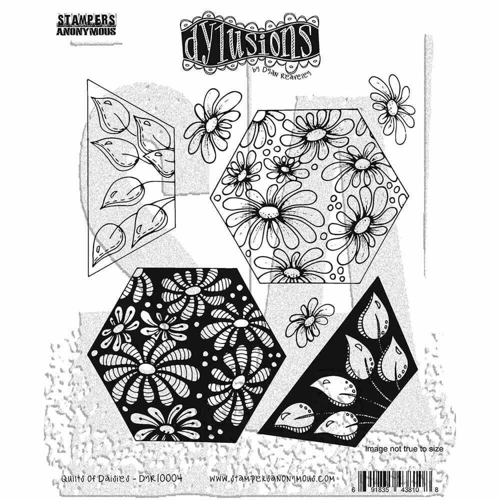 Dylusions Stampers Anonymous Cling Mount Stamp Quilts of Daisies Stamps Dylusions 