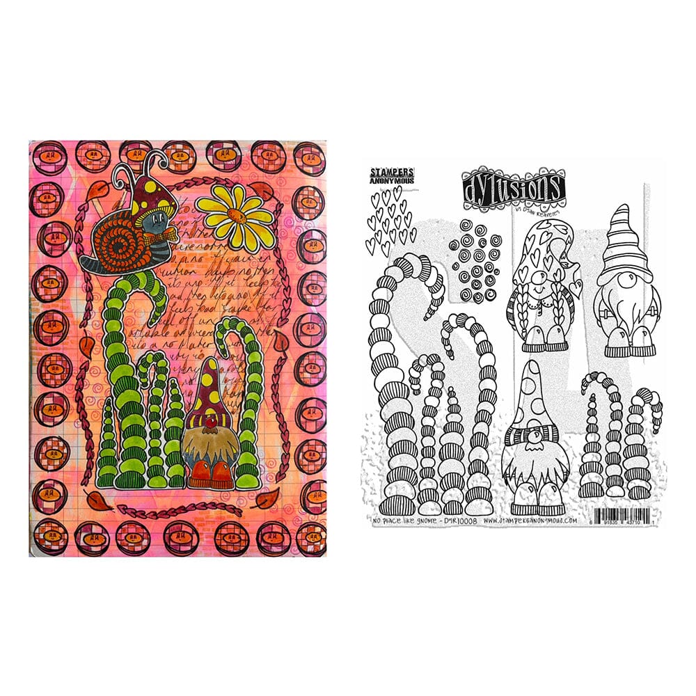 Dylusions Stampers Anonymous Cling Mount Stamp No Place Like Gnome Stamps Dylusions 