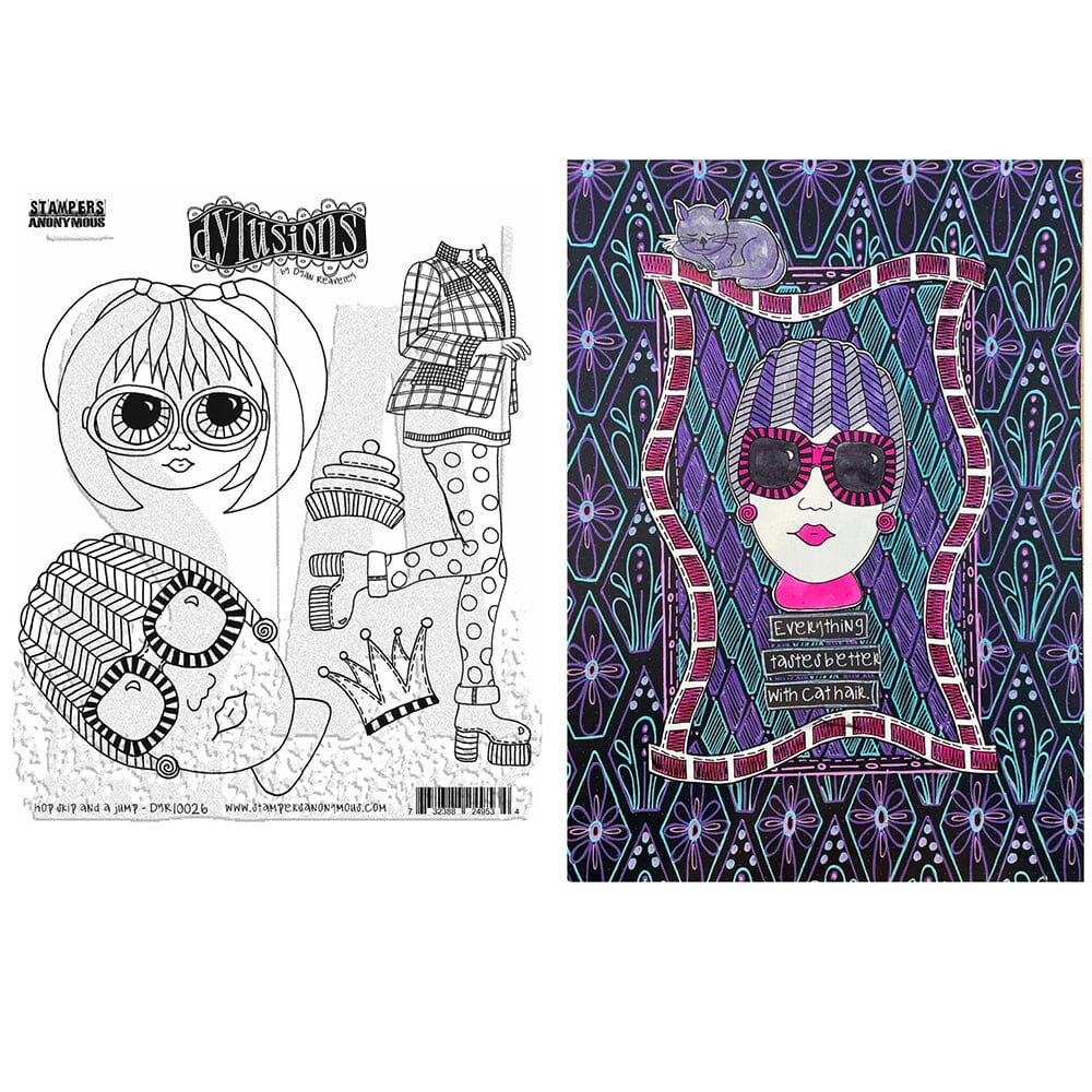 Dylusions Stampers Anonymous Cling Mount Stamp Hop Skip and A Jump Stamps Dylusions 