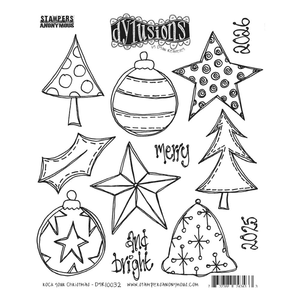 Dylusions Stampers Anonymous Cling Mount Stamp Rock Your Christmas Stamps Dylusions 
