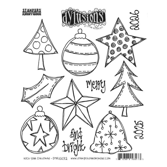 Dylusions Stampers Anonymous Cling Mount Stamp Rock Your Christmas Stamps Dylusions 