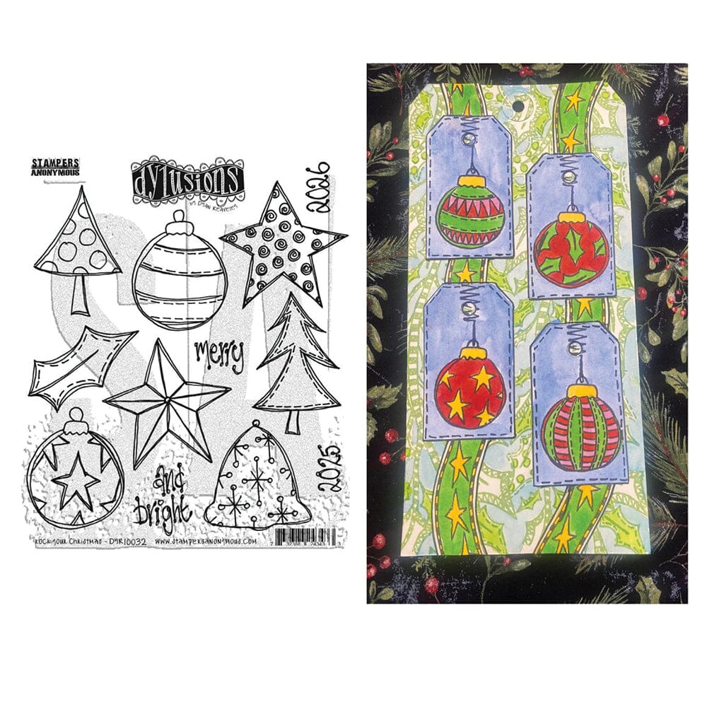Dylusions Stampers Anonymous Cling Mount Stamp Rock Your Christmas Stamps Dylusions 