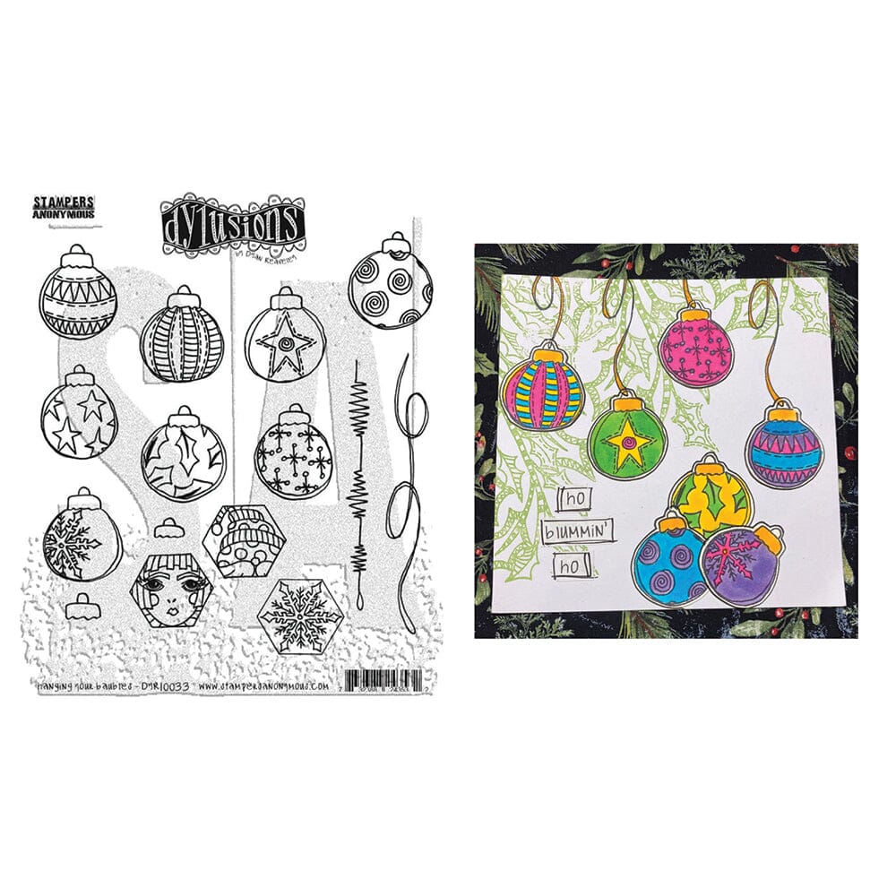 Dylusions Stampers Anonymous Cling Mount Stamp Hanging Your Baubles Stamps Dylusions 