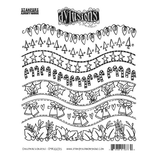 Dylusions Stampers Anonymous Cling Mount Stamp Christmas Borders Stamps Dylusions 