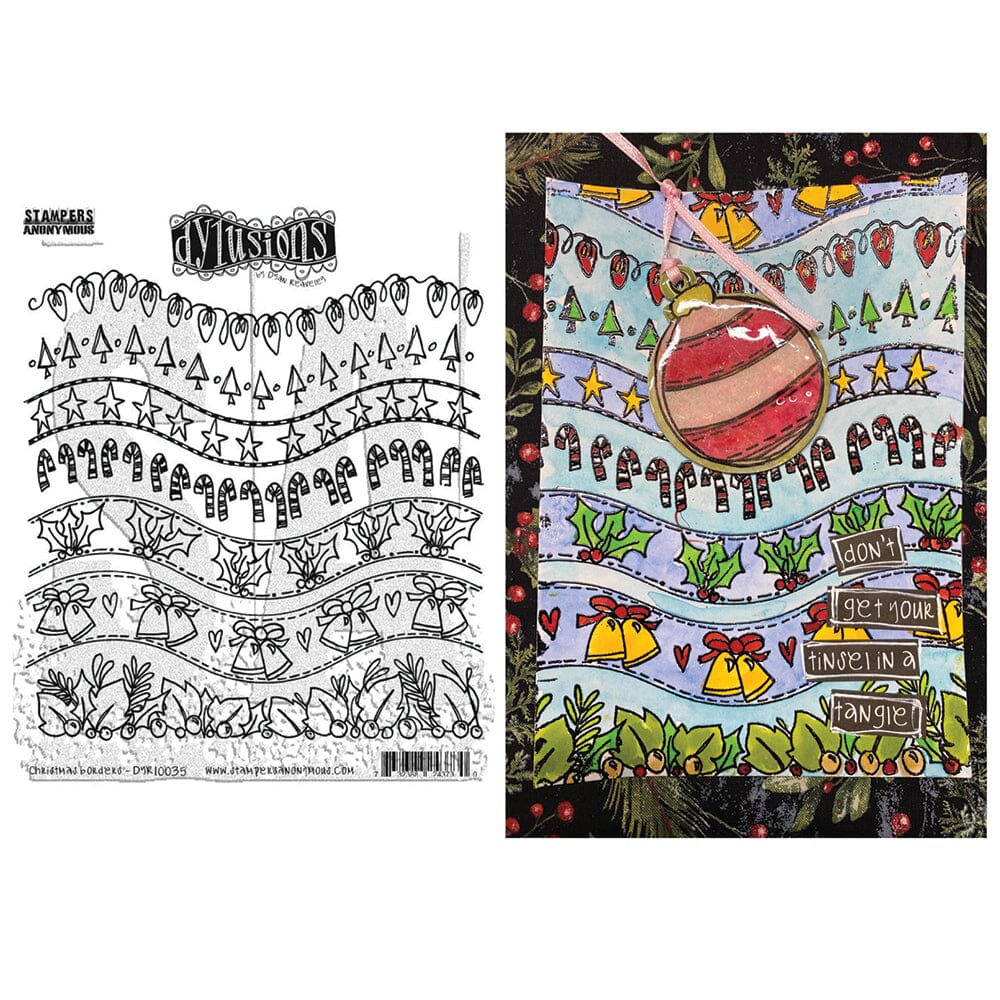 Dylusions Stampers Anonymous Cling Mount Stamp Christmas Borders Stamps Dylusions 
