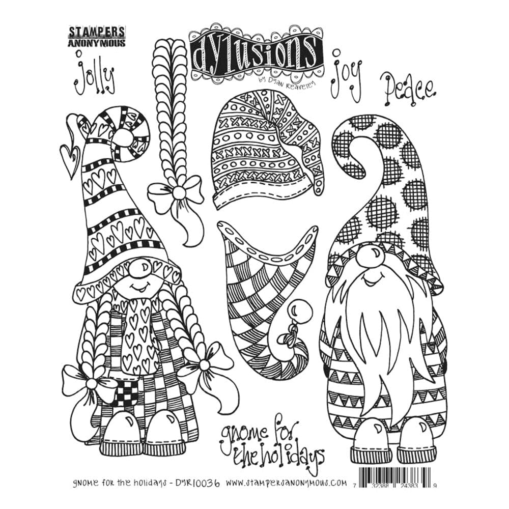 Dylusions Stampers Anonymous Cling Mount Stamp Gnome for the Holidays Stamps Dylusions 