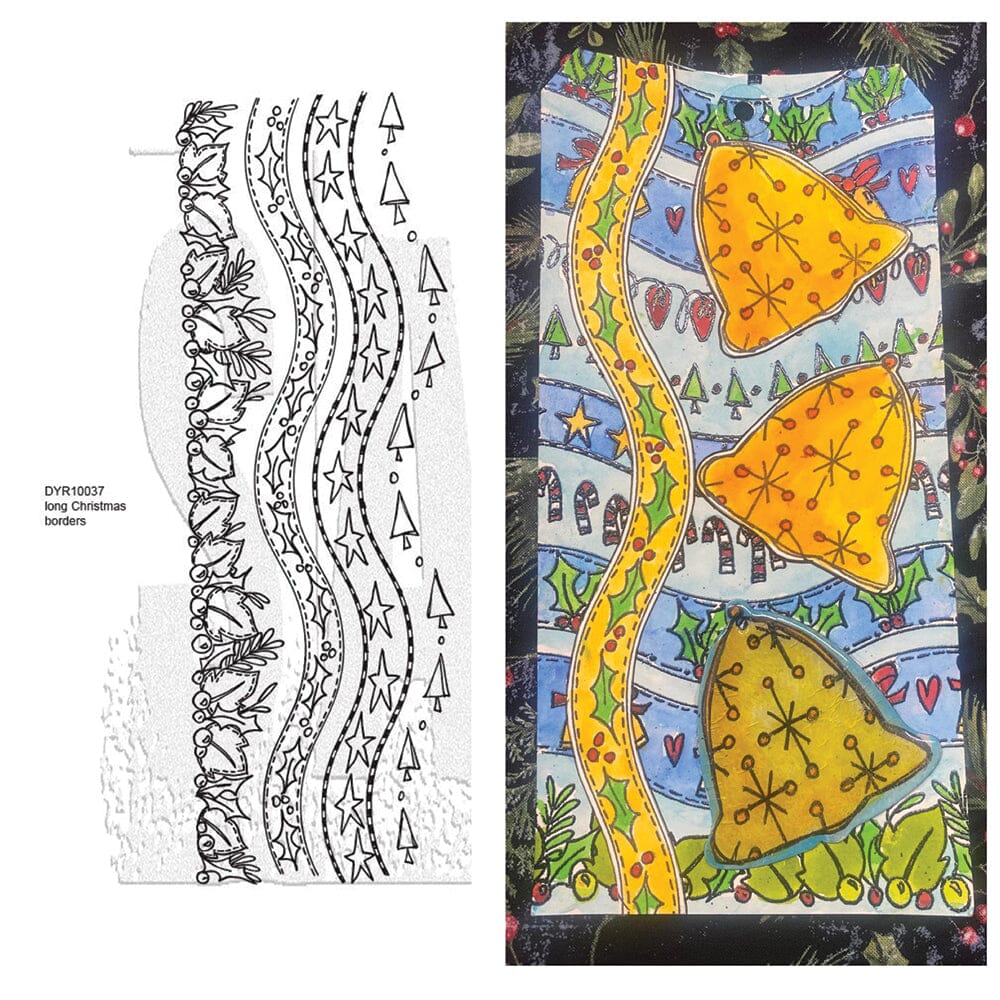 Dylusions Stampers Anonymous Cling Mount Stamp Long Christmas Borders Stamps Dylusions 