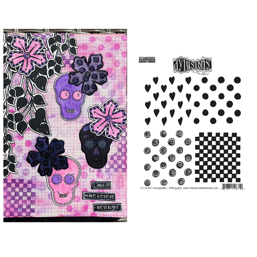 Dylusions Stampers Anonymous Cling Mount Stamp It's In the Background Stamps Dylusions 