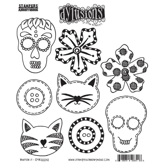 Dylusions Stampers Anonymous Cling Mount Stamp Button It Stamps Dylusions 
