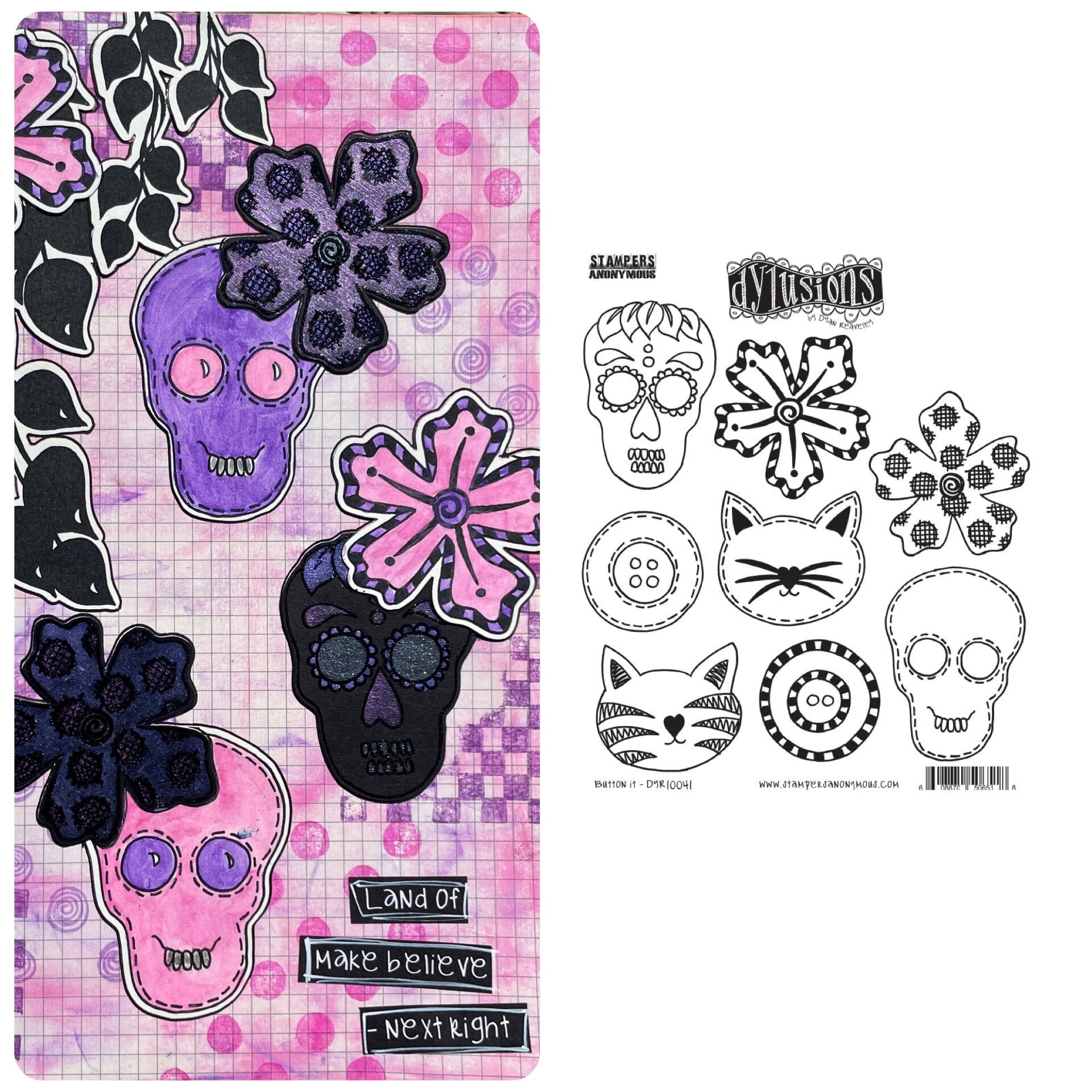 Dylusions Stampers Anonymous Cling Mount Stamp Button It Stamps Dylusions 