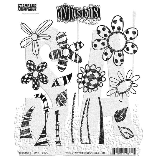 Dylusions Stampers Anonymous Cling Mount Stamp Blooming Stamps Dylusions 