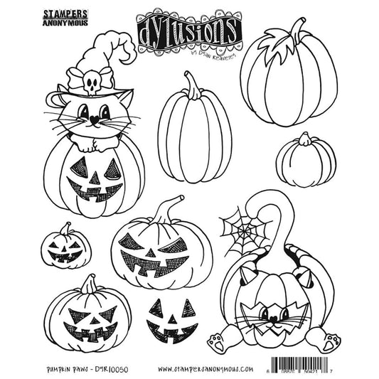 Dylusions Stampers Anonymous Cling Mount Stamp Pumpkin Paws Stamps Dylusions 