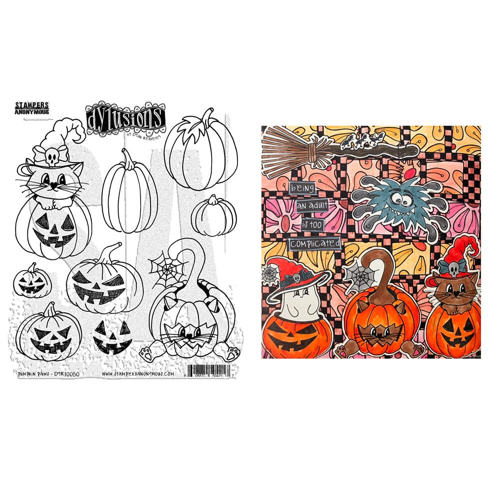 Dylusions Stampers Anonymous Cling Mount Stamp Pumpkin Paws Stamps Dylusions 