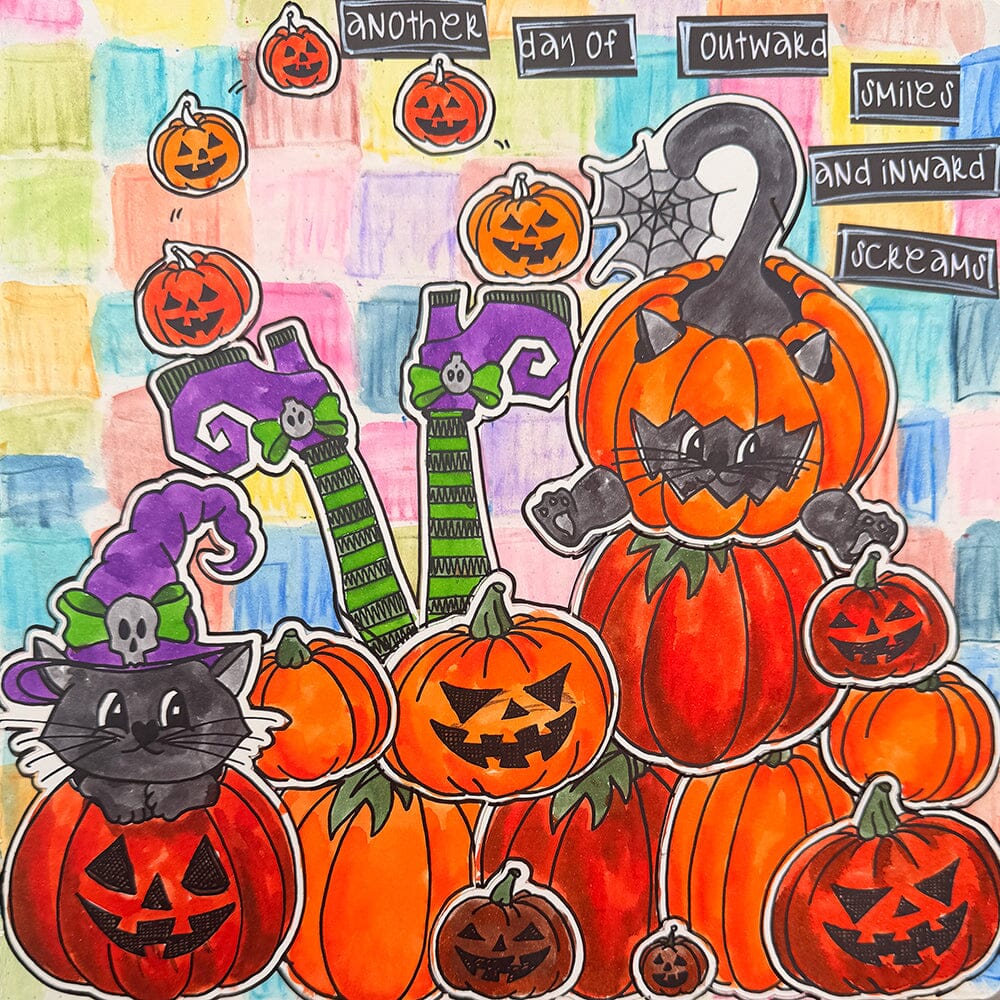 Dylusions Stampers Anonymous Cling Mount Stamp Pumpkin Paws Stamps Dylusions 