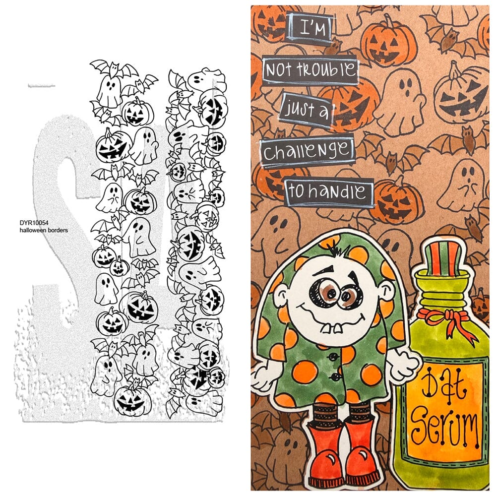 Dylusions Stampers Anonymous Cling Mount Stamp Halloween Borders Stamps Dylusions 