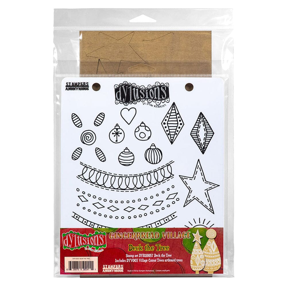 Dylusions Stampers Anonymous Cling Mount Stamp Deck the Tree Stamps Dylusions 