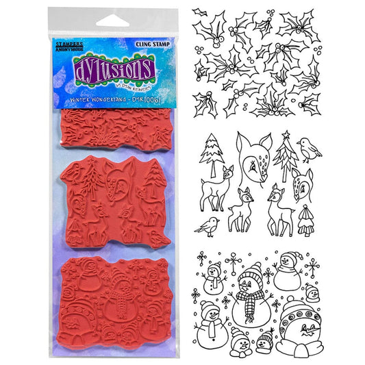 Dylusions Stampers Anonymous Cling Mount Stamp Winter Wonderland Stamps Dylusions 