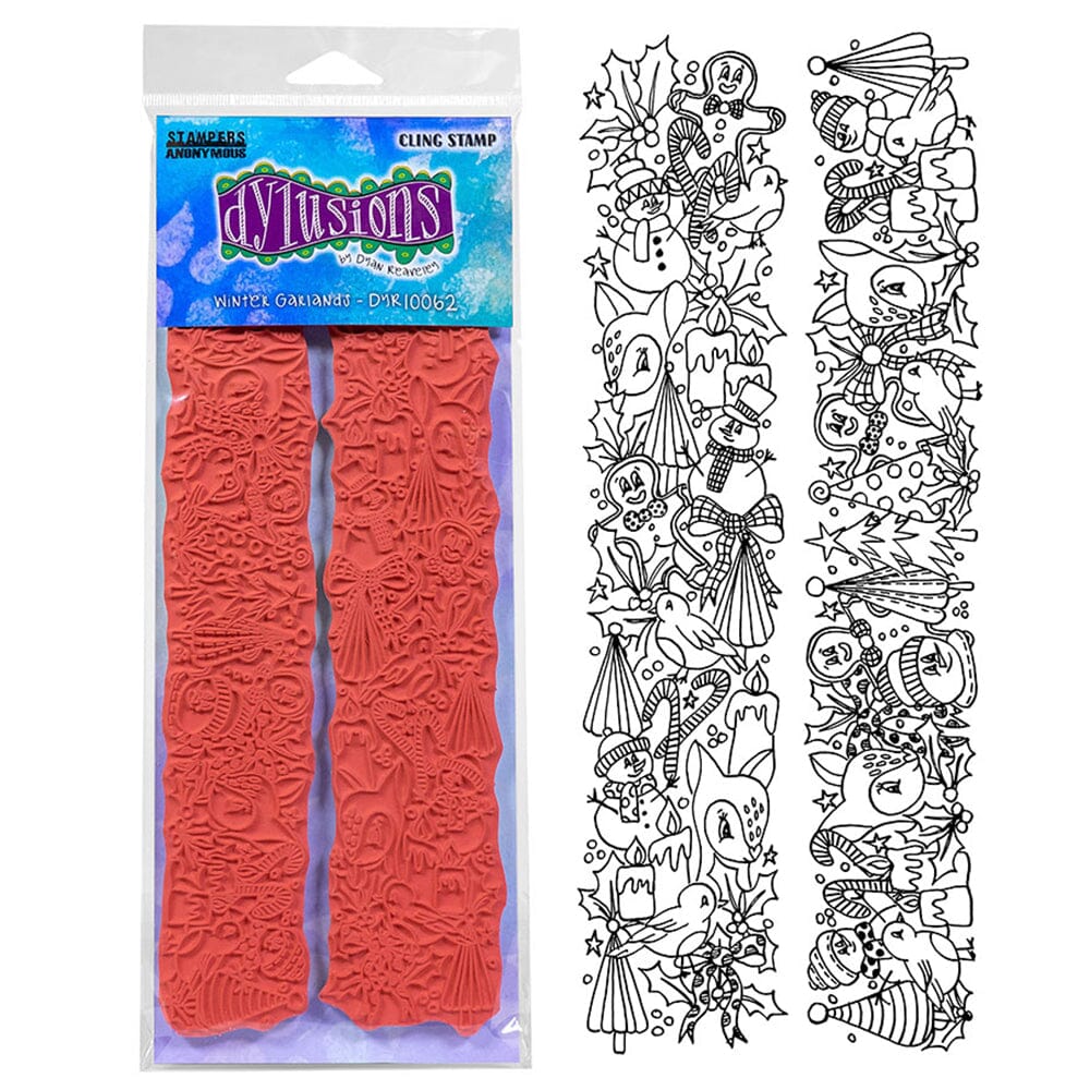 Dylusions Stampers Anonymous Cling Mount Stamp Winter Garlands Stamps Dylusions 
