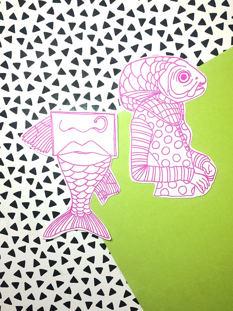 Dylusions Cling Mount Stamps Fish Face Stamps Dylusions 