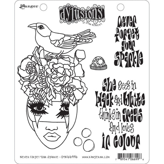 Dylusions Cling Mount Stamps Never Forget Your Sparkle Stamps Dylusions 