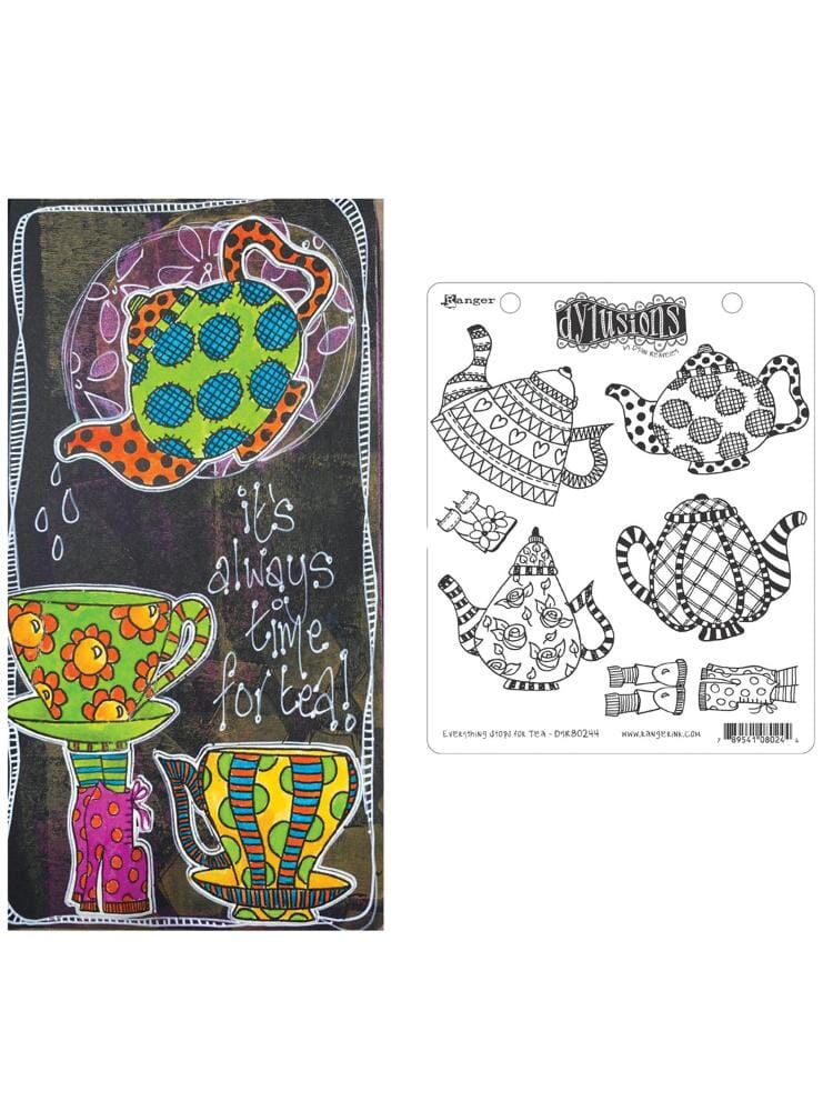 Dylusions Cling Mount Stamps Everything Stops for Tea Stamps Dylusions 